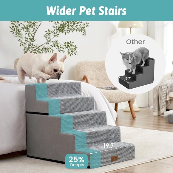 5 Tier Removable Wider Pet Stairs for Couch and Bed - Picture 4 of 8
